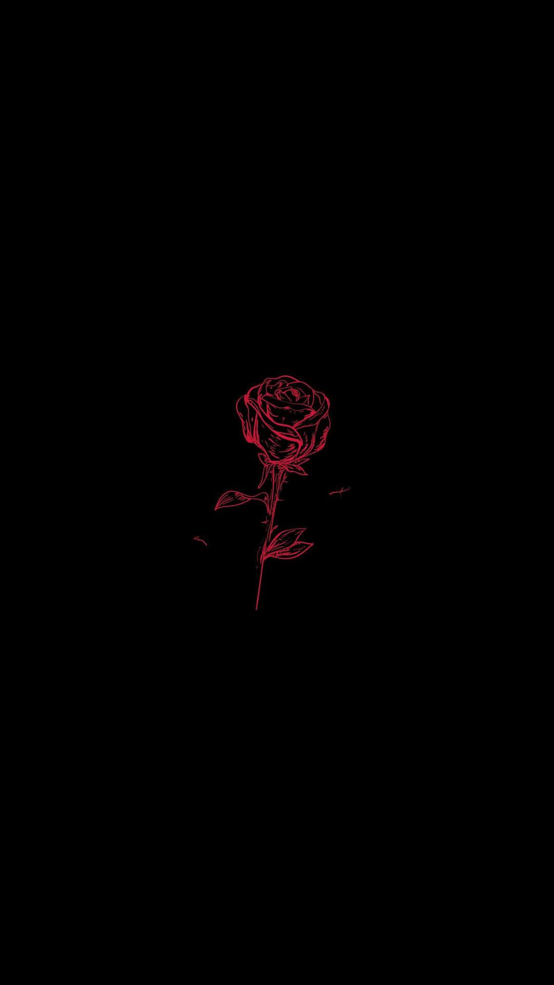 Edgy Black Aesthetic Minimalist Rose Wallpaper