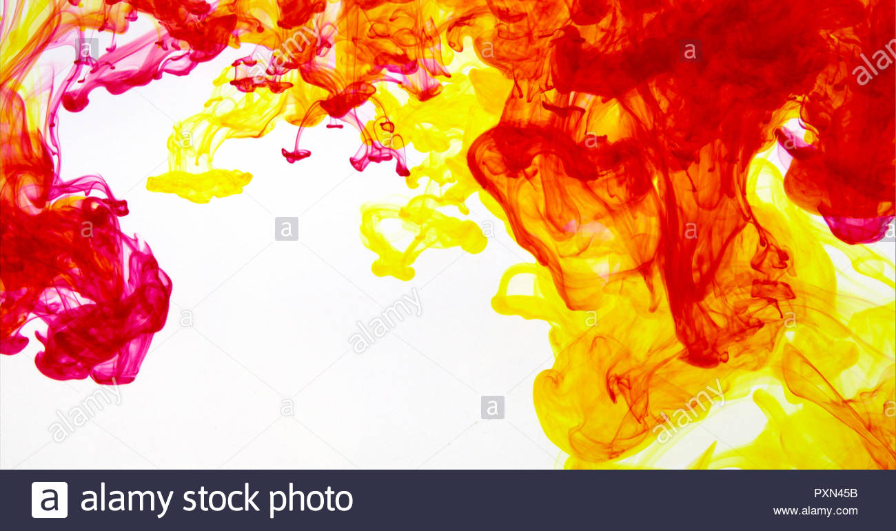 Yellow Ink Mixing With Red To Cause An Infusion Of Orange