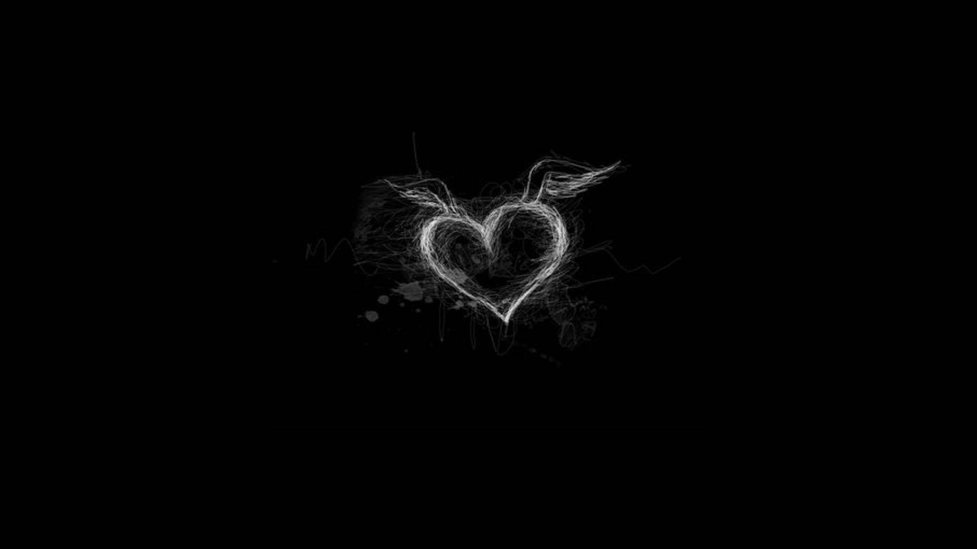 White Heart With Black Background Wallpaper