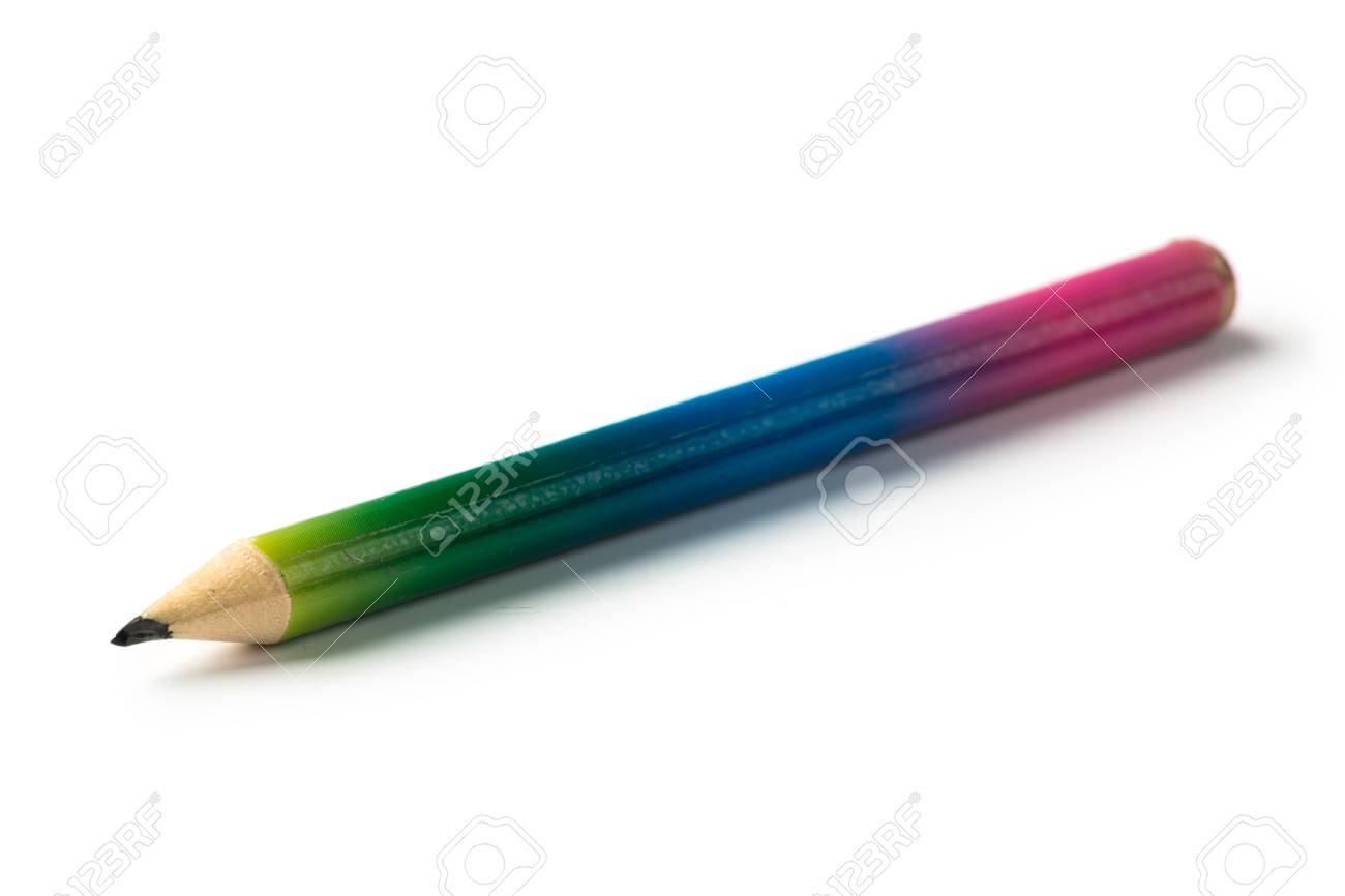 Multicolored Pencil Stub Isolated On White Background Stock Photo