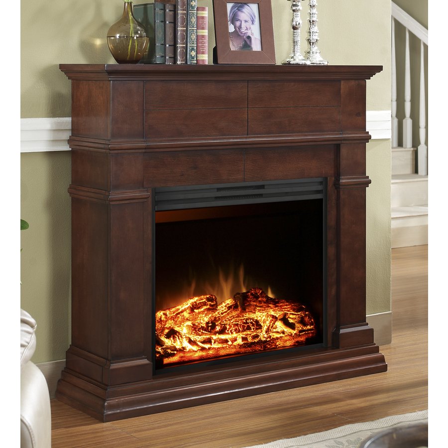 Style Selections In Mahogany Flat Wall Electric Fireplace Lowe S