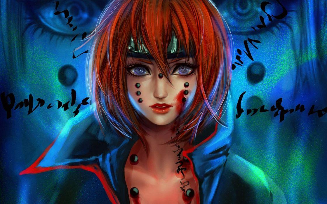 Anime Girl Blue Eyes Red Hair Character Naruto Wallpaper
