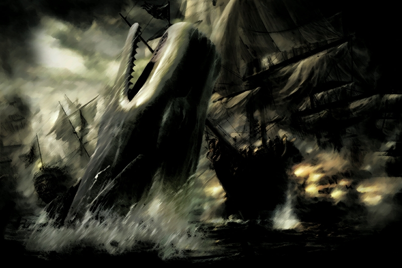 Moby Dick Whales Wallpaper Artwork