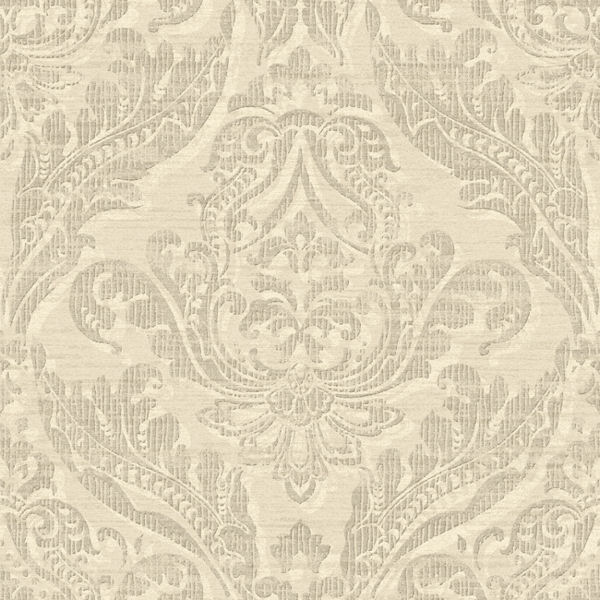 Cream and Grey Washed Damask Wallpaper   Wall Sticker Outlet