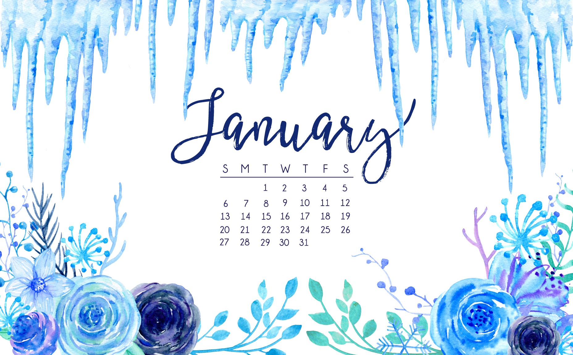 fancy january 2019 desktop calendar