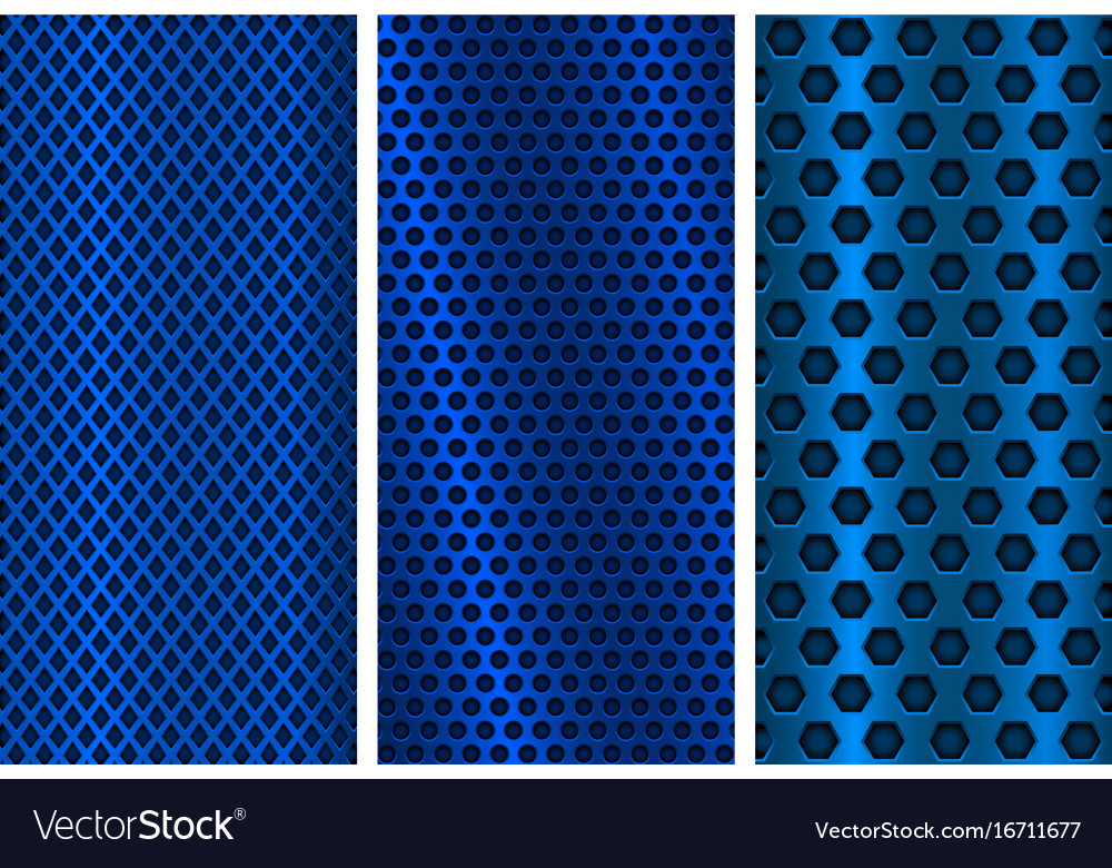Blue Metal Perforated Background Brochure Design Vector Image