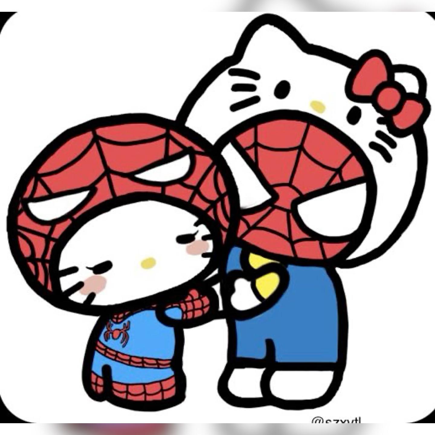 Hello Kitty And Spider Man Wallpaper In