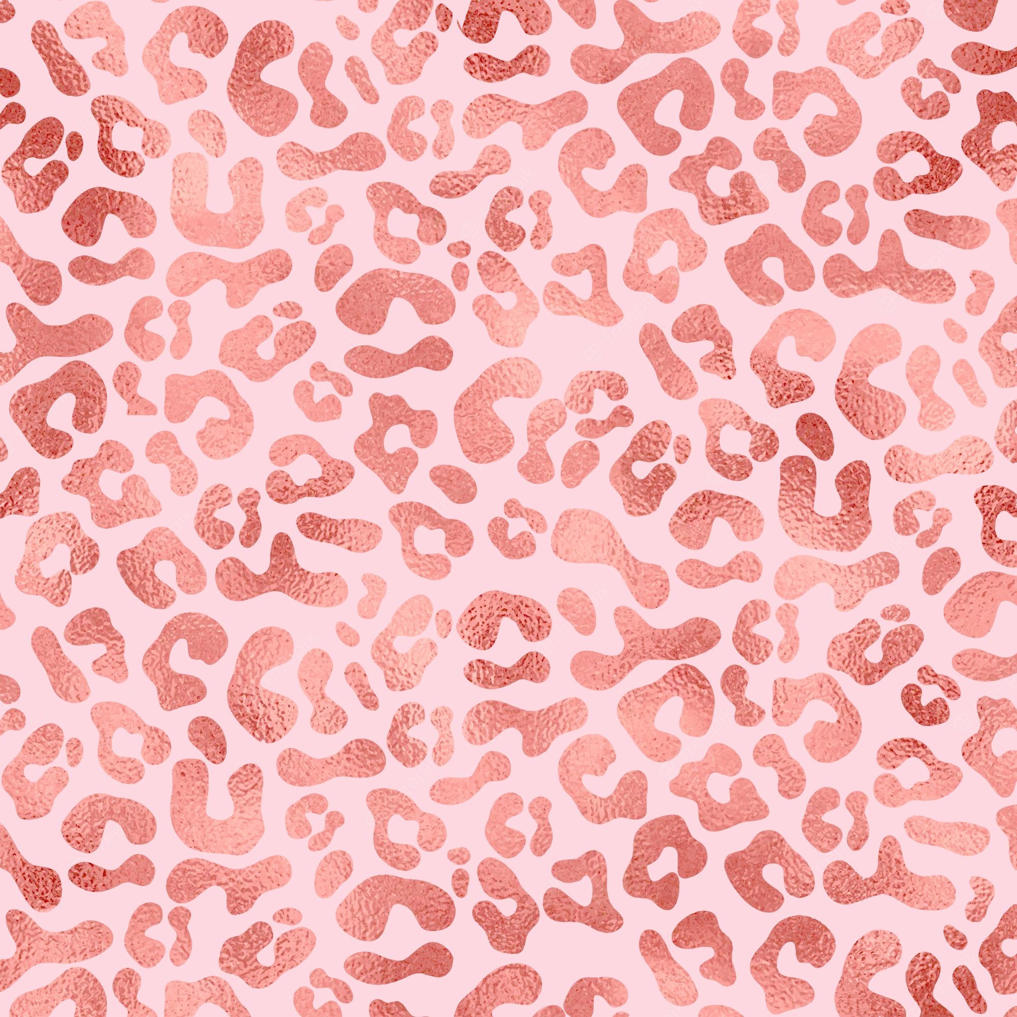 Rose gold glitter leopard print on a light pink background