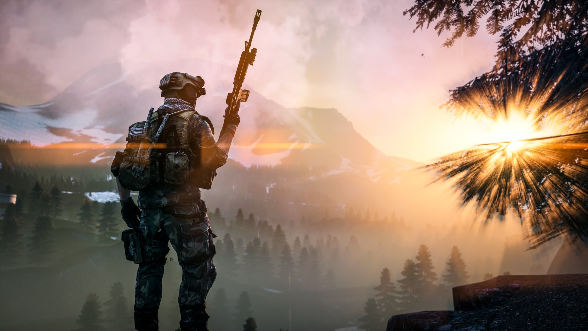 Soldier Weapon Landscape Sunbeam Video Game Battlefield HD Wallpaper