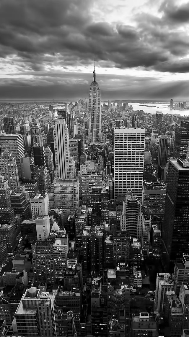 New York Empire State Building Black White iPhone Wallpaper