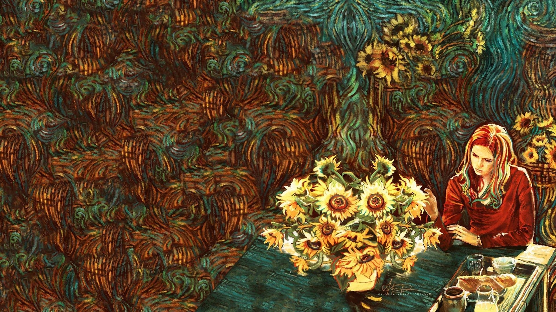 Vincent Van Gogh Karen Gillan Amy Pond Doctor Who Sunflowers