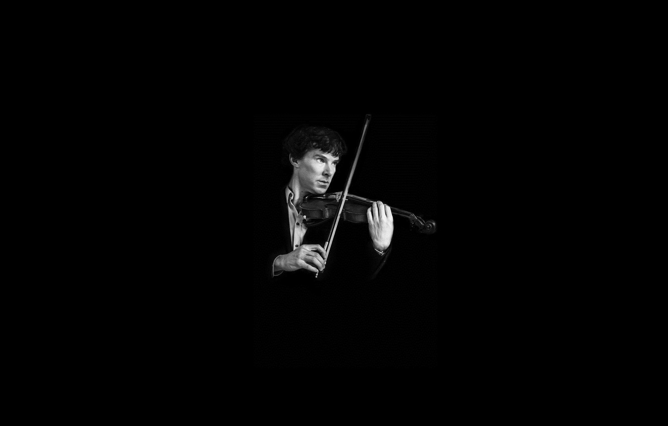 Wallpaper Violin Sherlock Holmes Black Background Benedict