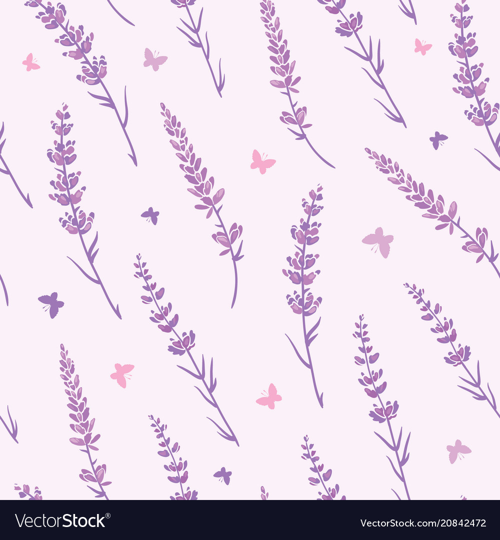 Lavender Field Repeat Pattern Background Vector Image