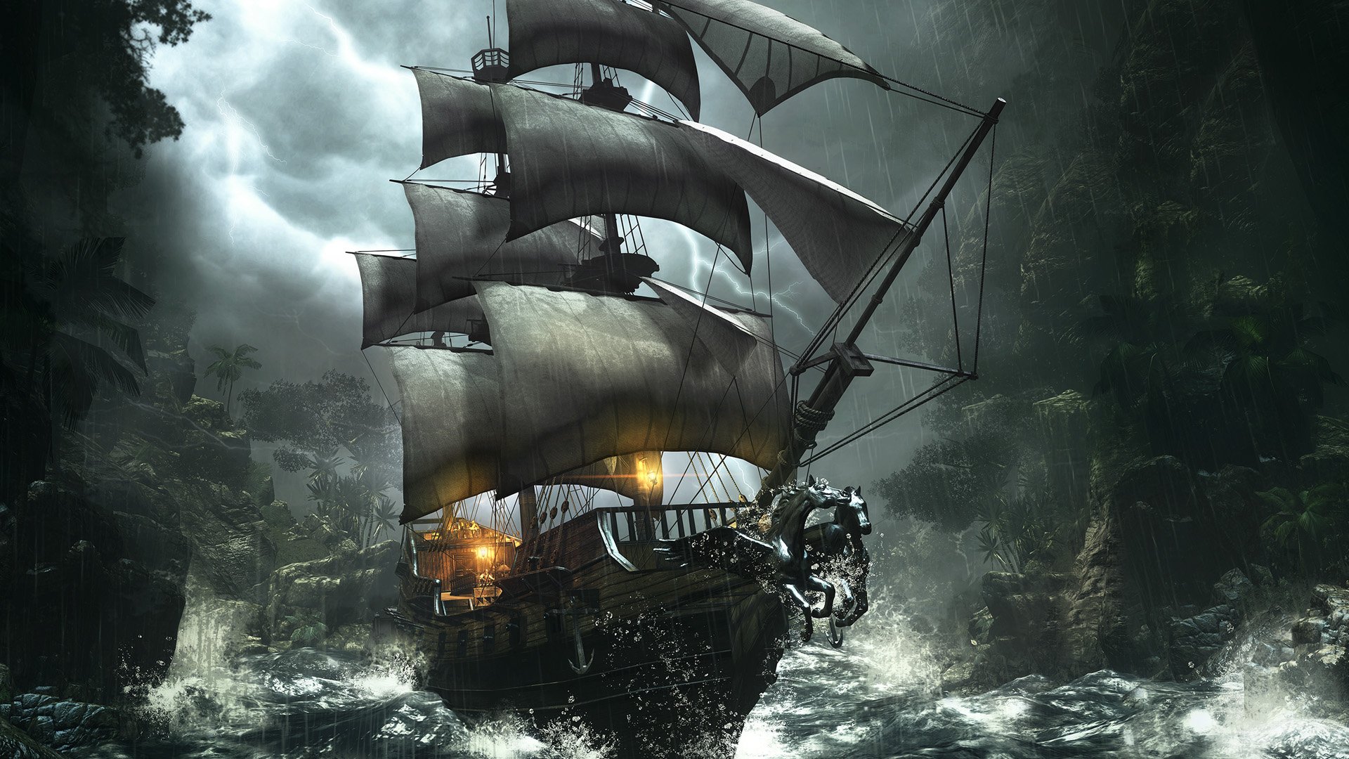 Jestingstock Ghost Pirate Ship Wallpaper