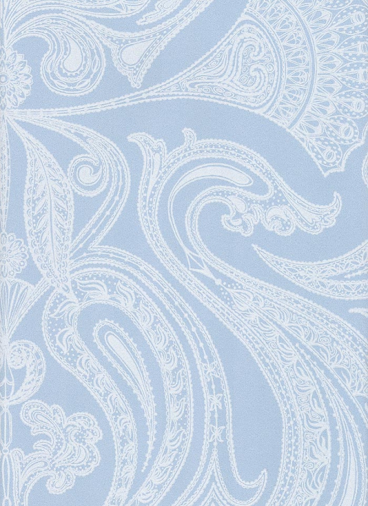 Malabar Wallpaper White On Pale Blue Indian Paisley Design