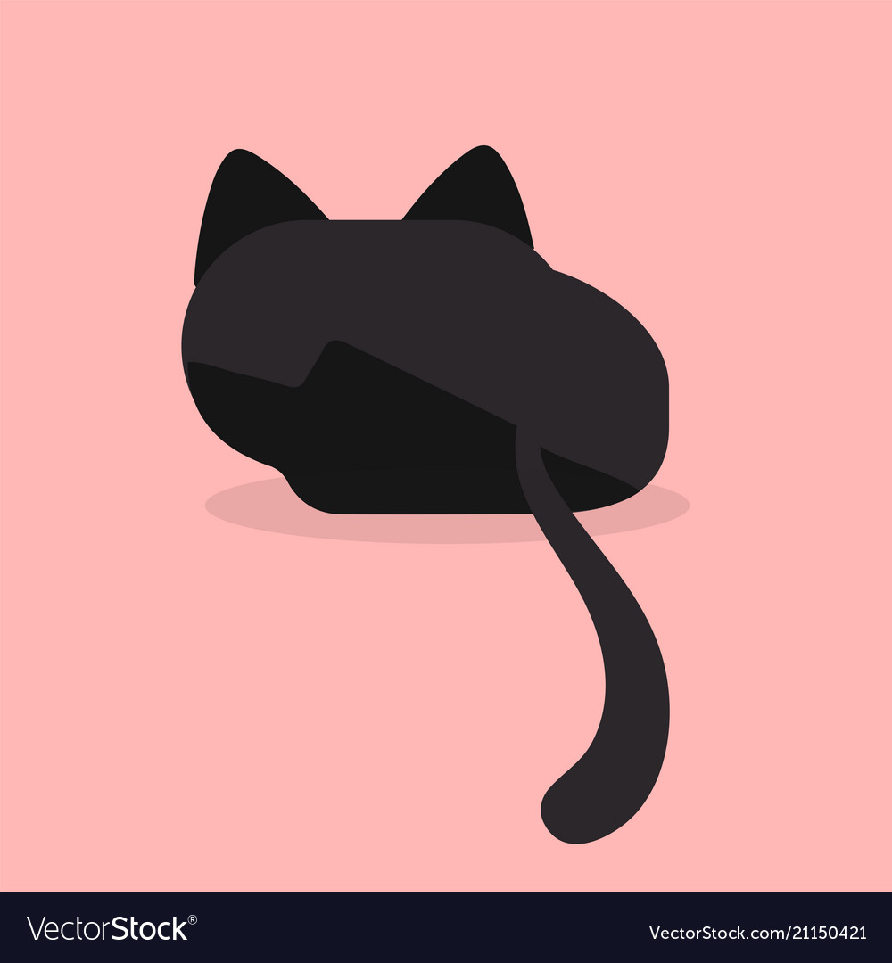 Cartoon Black Cat Touchy Emotion Pink Background V