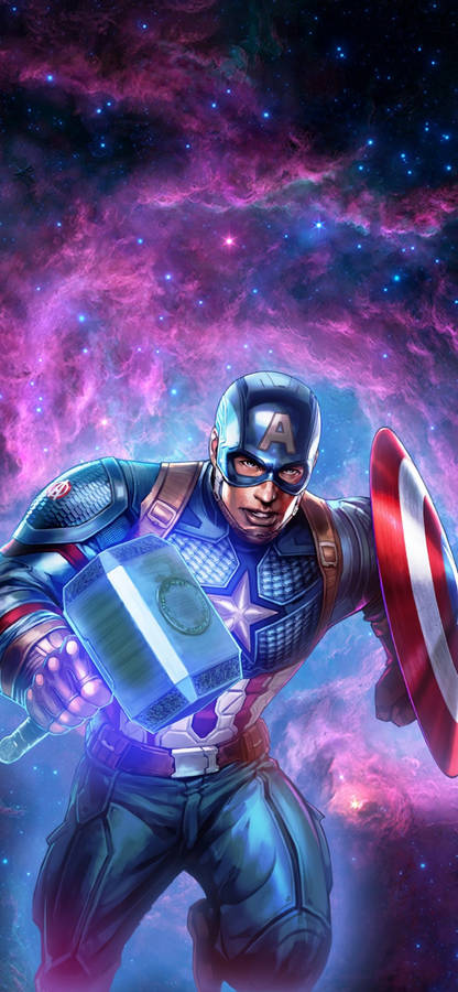 Captain America Shield iPhone Mjolnir Galaxy Aesthetic Wallpaper