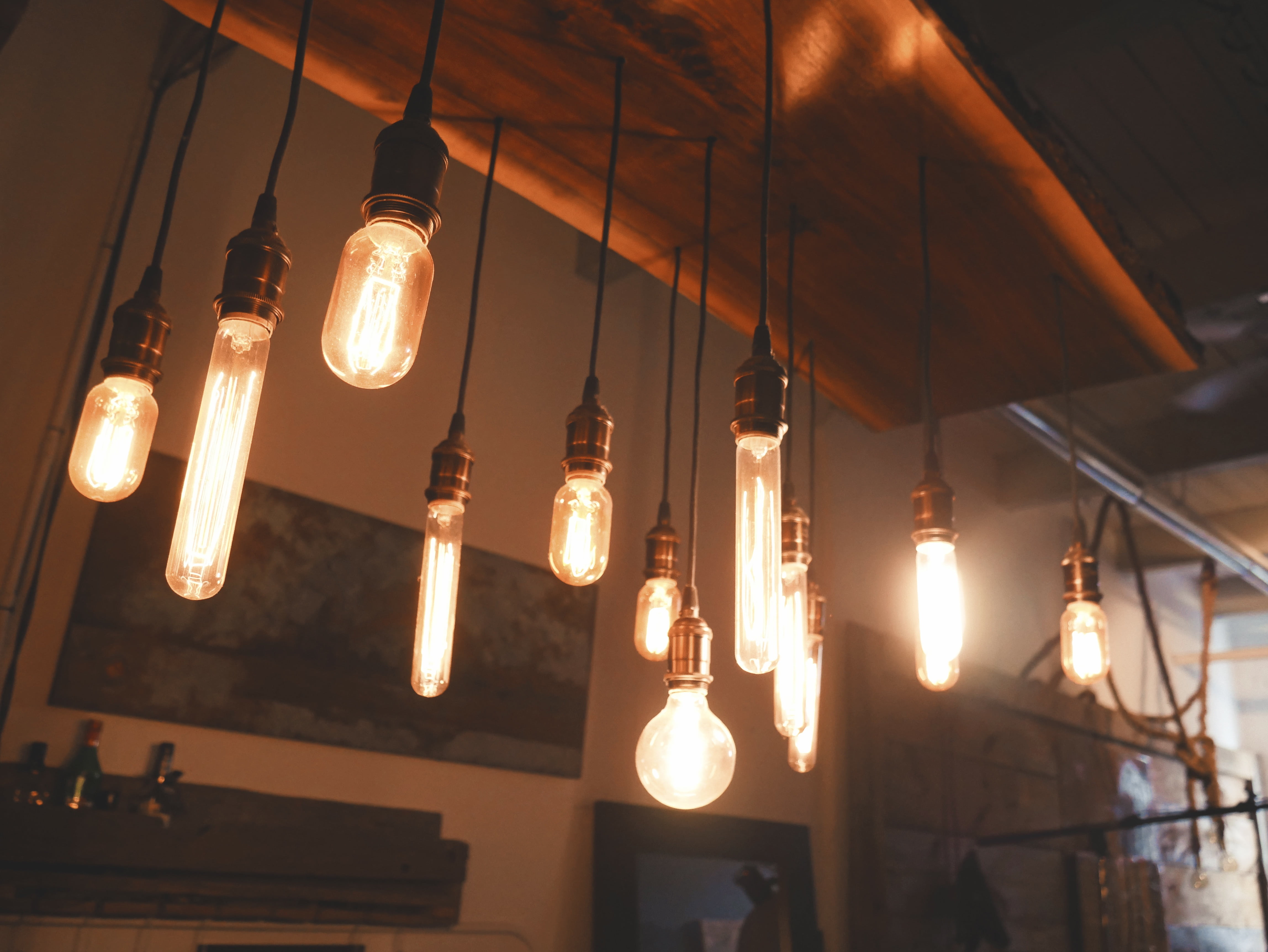 In A Row Light Bulb Bulbs Pendant Filament Wallpaper