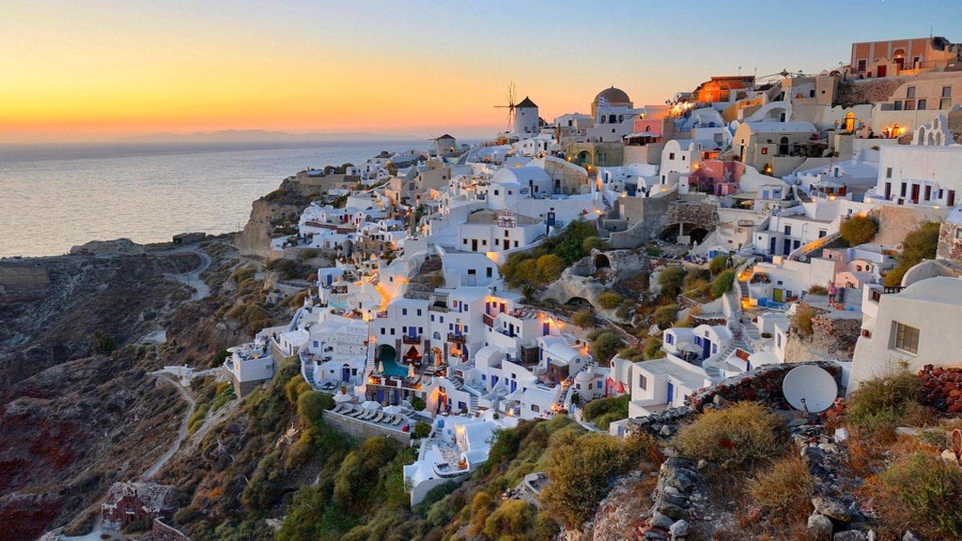 Santorini White Blue Island Sea Nature Wallpaper Th Ra