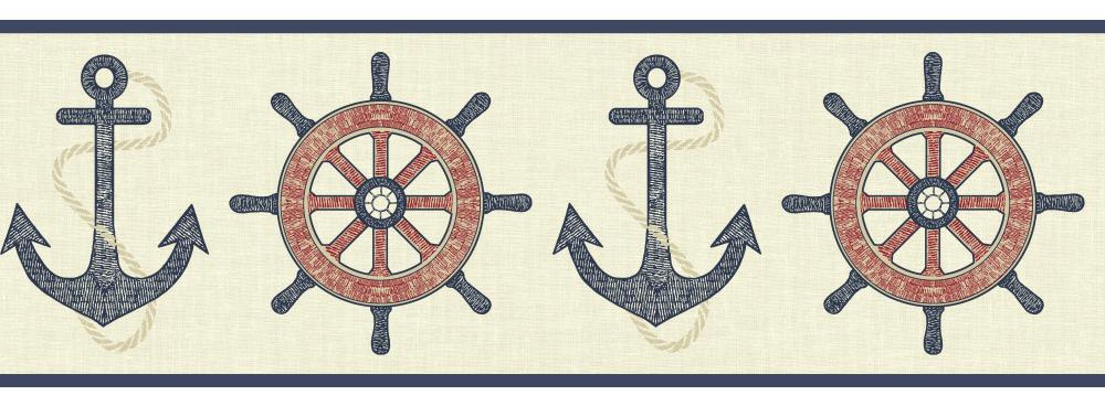 Nautical Anchor And Wheel Wallpaper Border Ny4801b