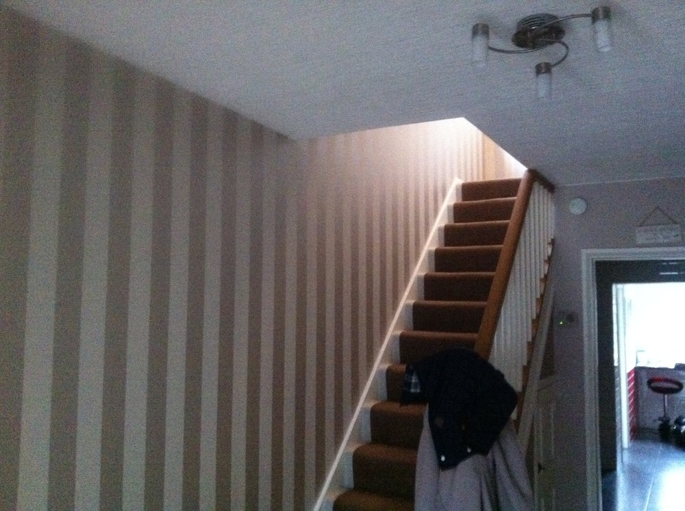 Pleted Wallpaper Feature Wall Up The Stairs And Landing