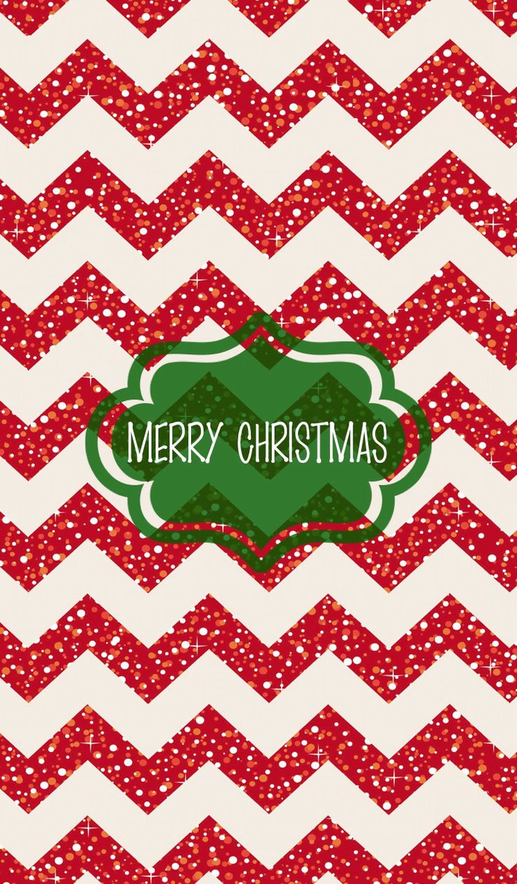 Glitter Red Chevron Merry Christmas iPhone Wallpaper
