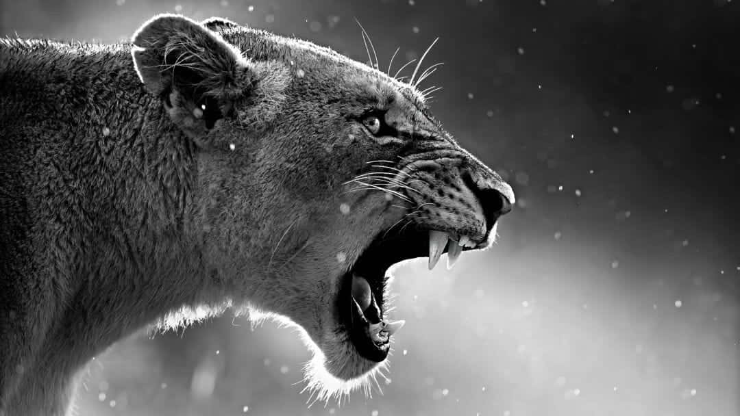 Black And White Lion Wallpaper