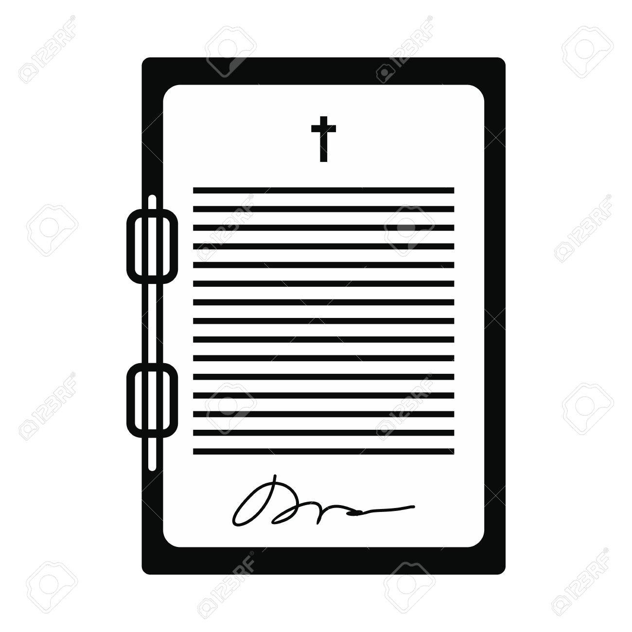 Testament Letter Black Simple Icon Isolated On White Background