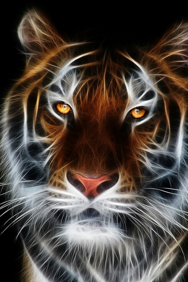 Tiger Fractal iPhone 4 Wallpaper and iPhone 4S Wallpaper