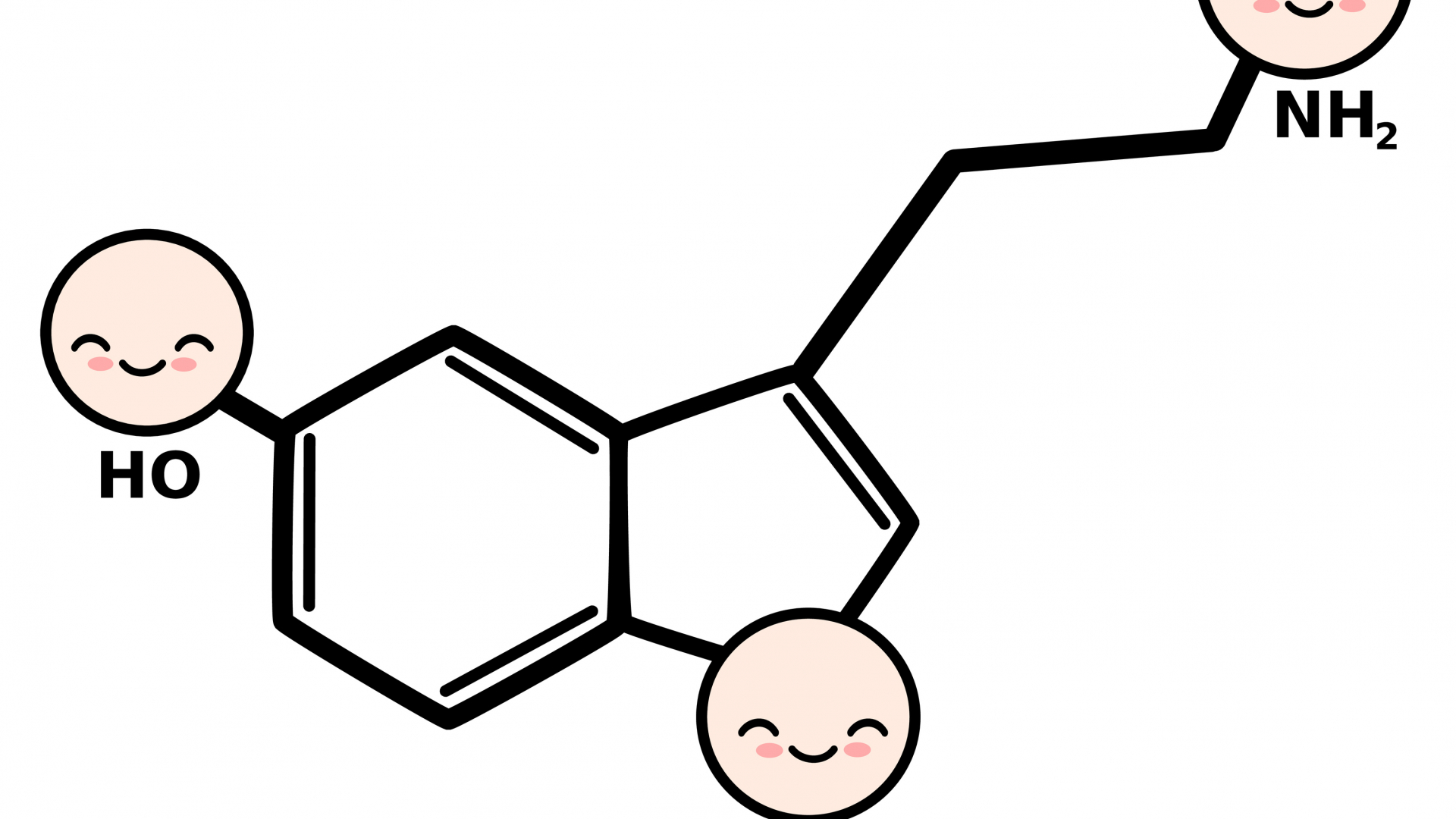 Cute Cartoon Serotonin Molecule Vector Illustration