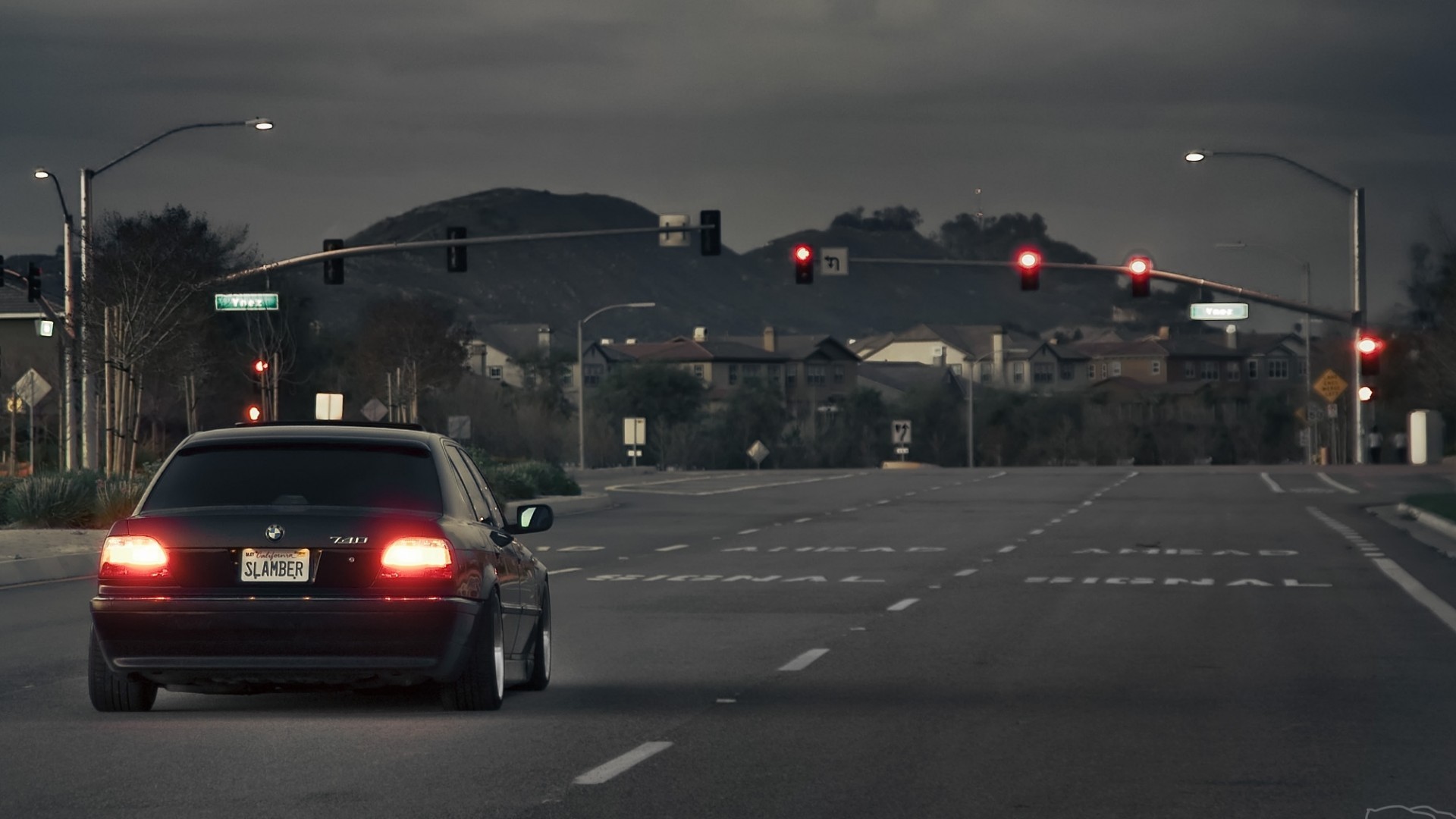 Night Cars Roads Taillights Bmw 7er E38 Wallpaper