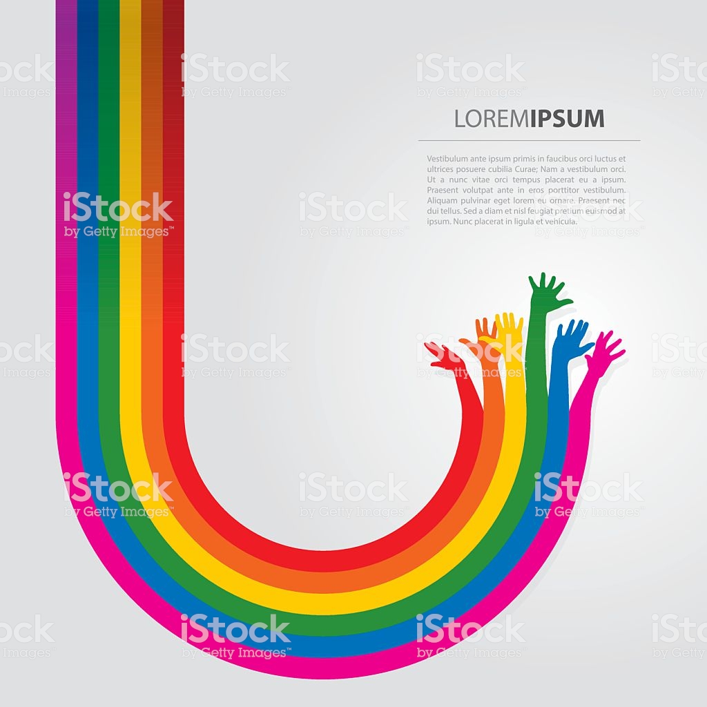 Gay Rights Background With Rainbow And Hands Stock Illustration