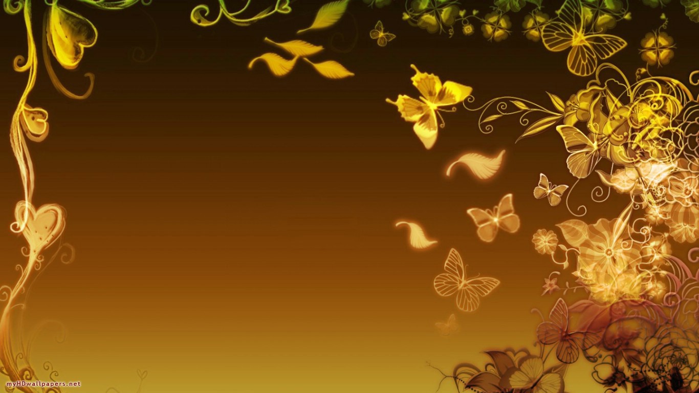 Golden Butterflies Desktop Wallpaper HD