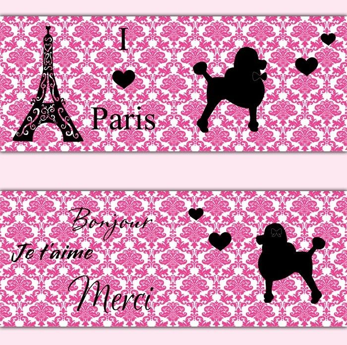 Pink Paris Poodle Damask Wallpaper Border Wall Decals Baby Girl