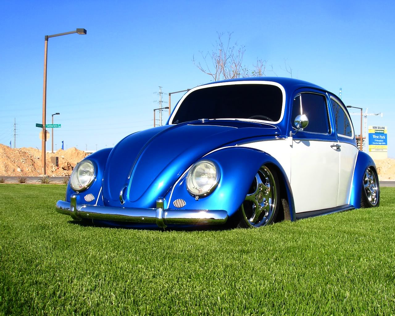 White Blue VW Beetle Wallpaper Desktop Wallpaper with 1280x1024