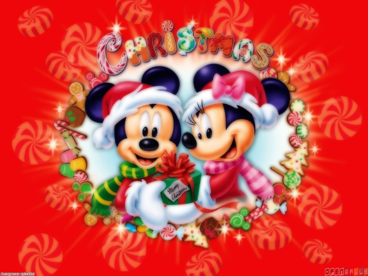 Minnie and mickey mouse on christmas wallpaper 20856   Open Walls