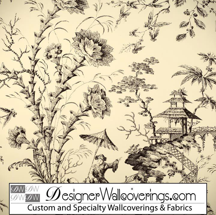 Asian Pagoda Toile Wallpaper [PAL 42042] Designer Wallcoverings