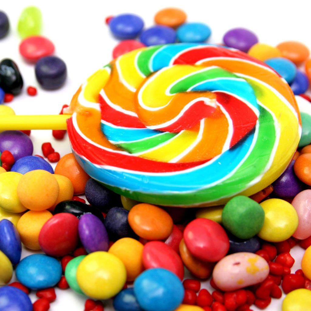 Colored Candy And Lollipops iPad Wallpaper