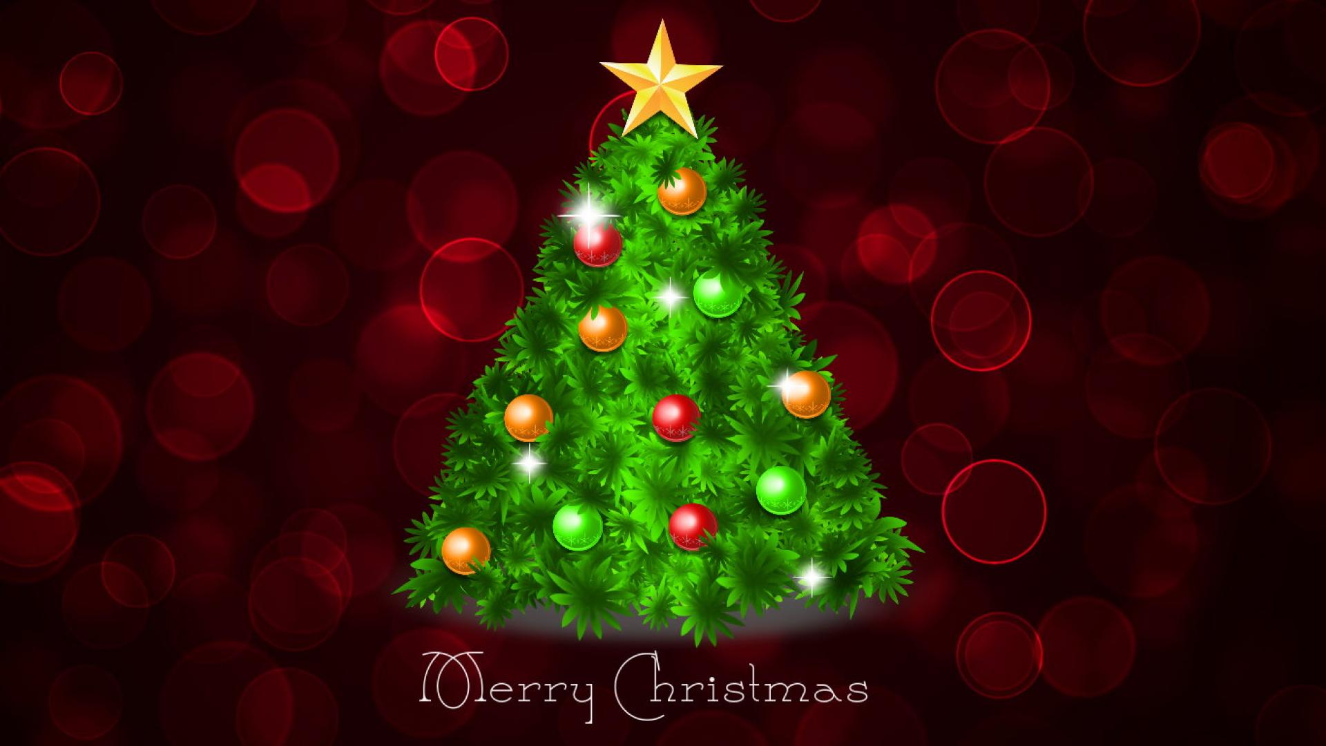 Christmas Widescreen HD Holiday Tree Red Merry Wallpaper