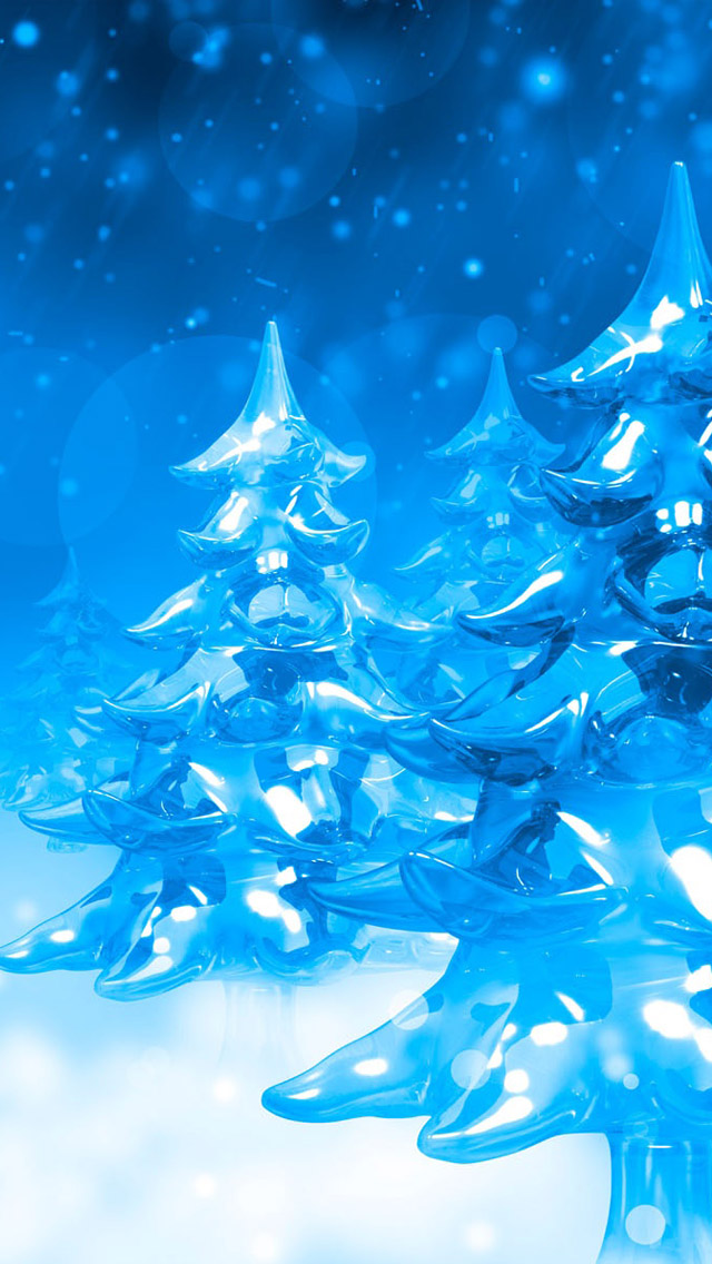 Blue Crystal Christmas Tree iPhone Wallpaper Background And