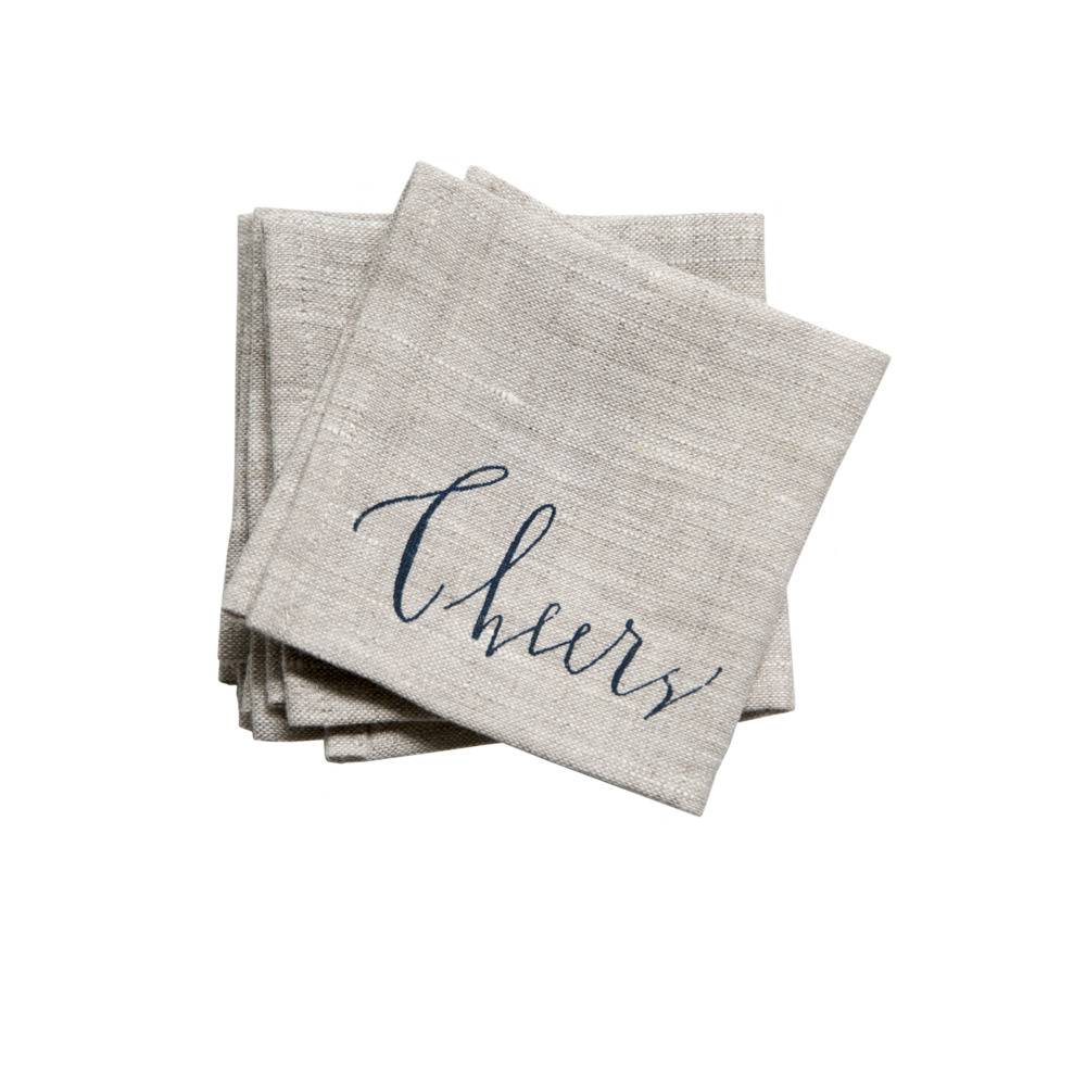 Cheers Linen Cocktail Napkins Set By Linea Carta