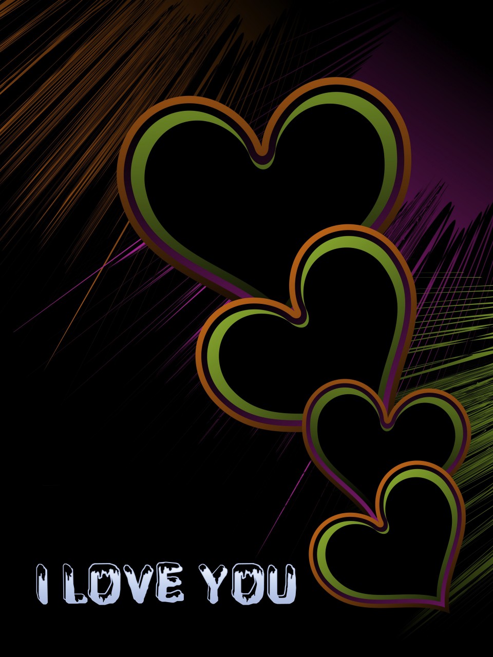 Colorful Hearts on Black Backgrounds Elsoar 960x1280