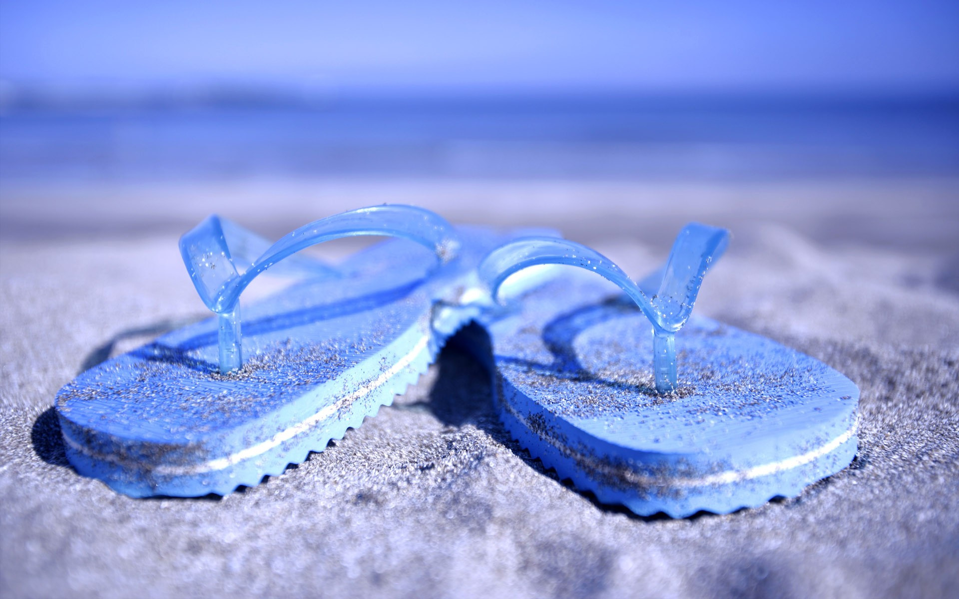 Flip Flops On The Beach Wallpaper Blue Widescreen