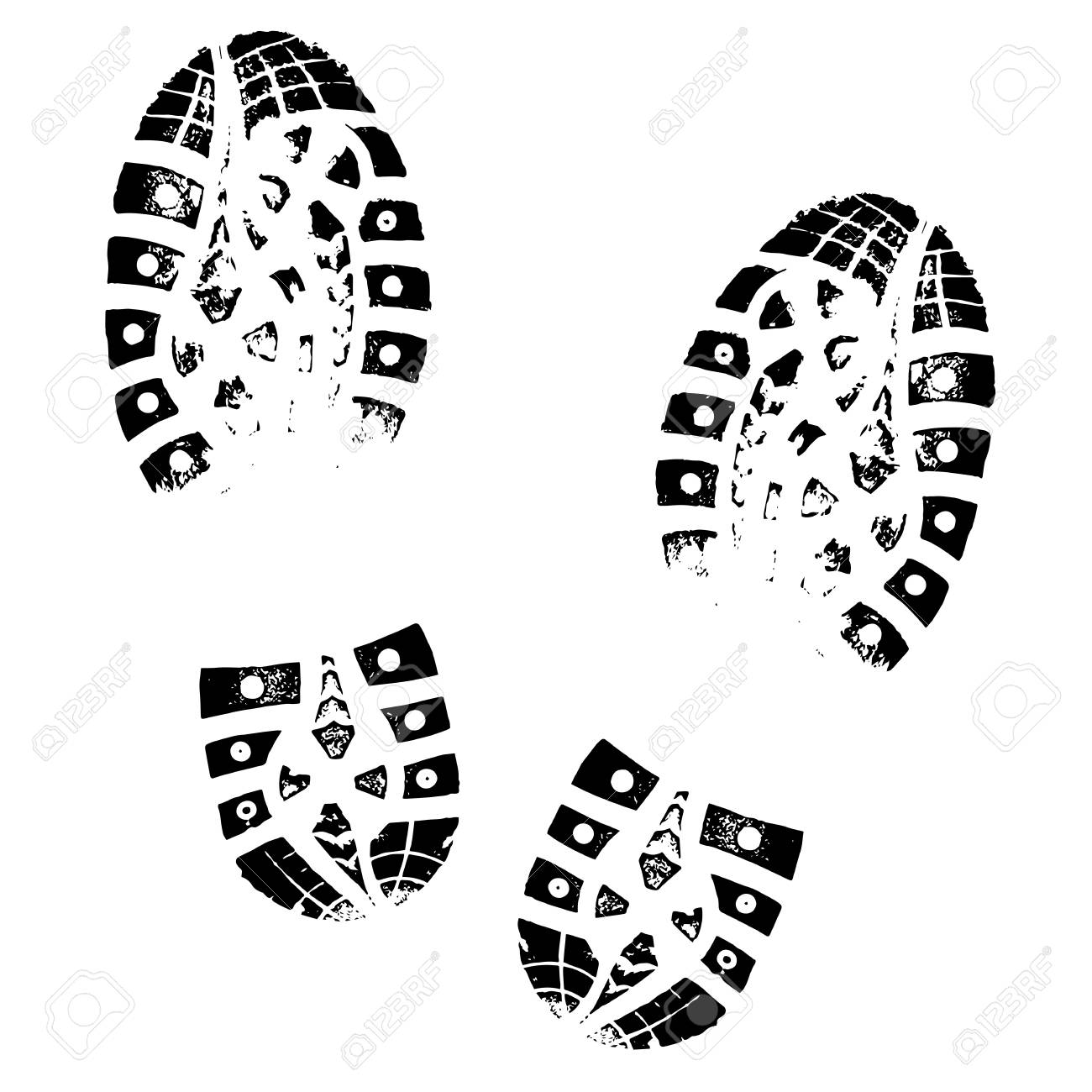 Boot Imprint Human Footprints Shoe Silhouette Isolated On White