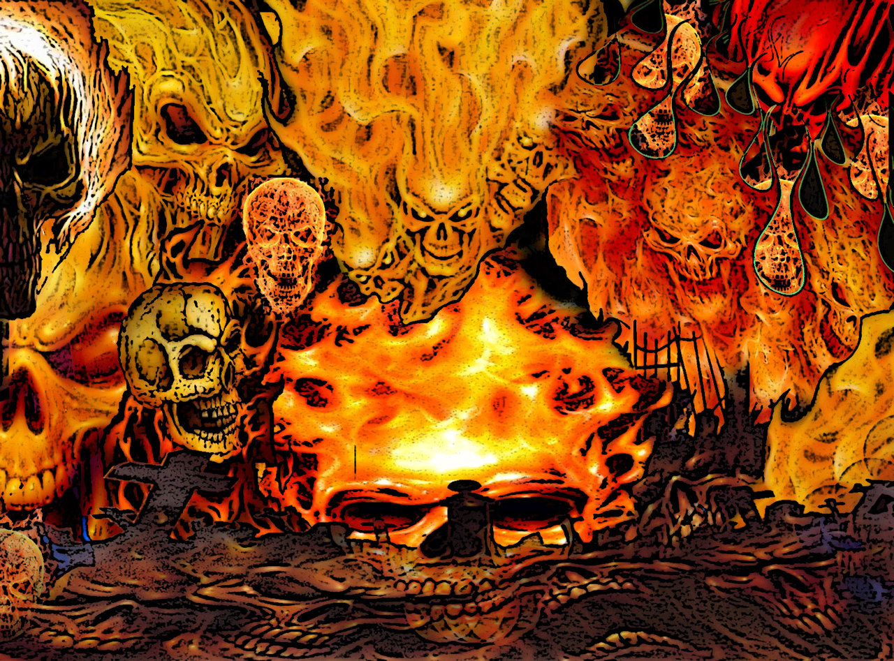 Flaming Demon Skull Wallpaper Fire Skulls By Fiendy