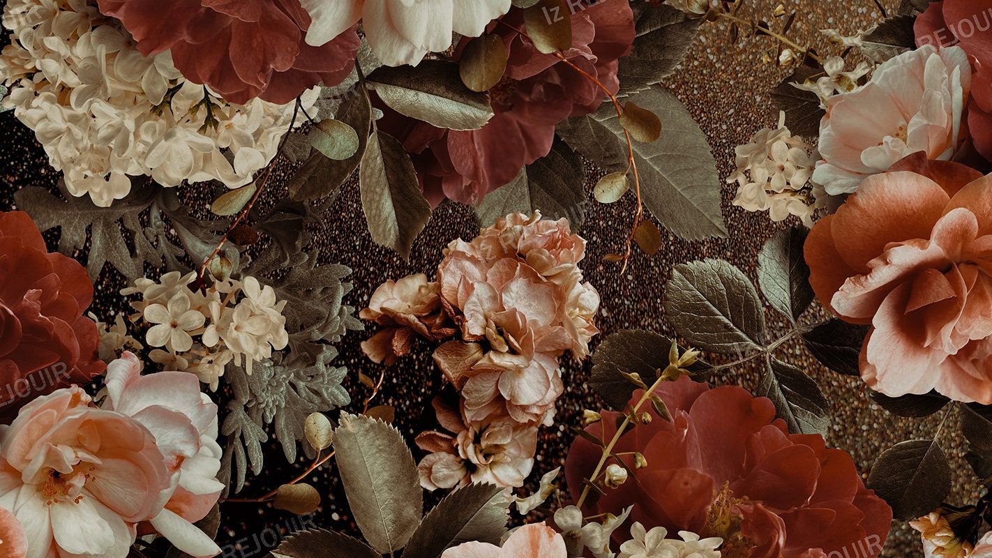 Vintage Flowers Desktop Wallpaper Aesthetic Floral Pc Orange Red Toned