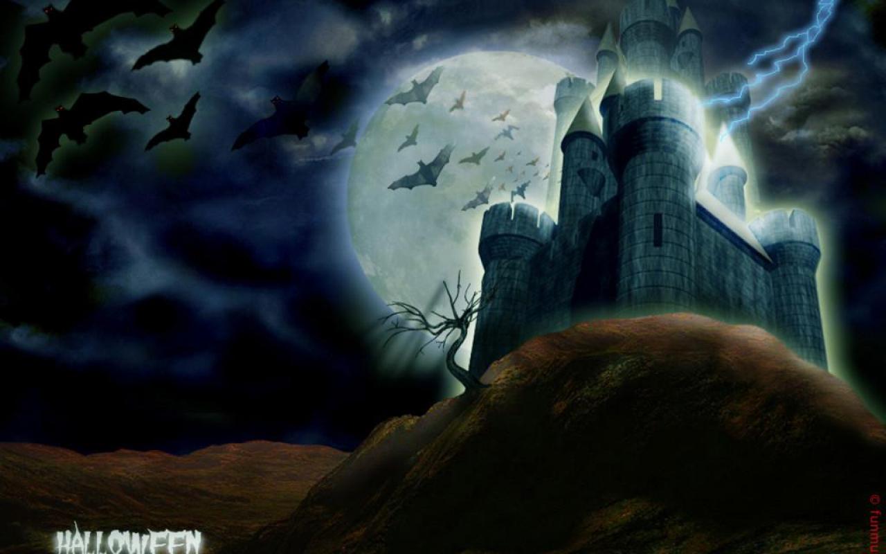 Castle In Full Moon Wallpaper HD