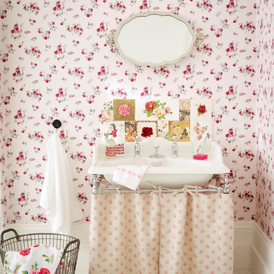  rose bathroom Country bathroom designs Bathroom wallpaper 550x550