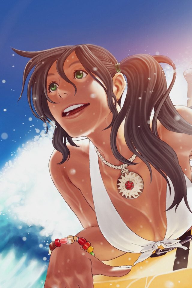 Surfing Girl Anime Illust Art Sea Sports iPhone 7 wallpaper