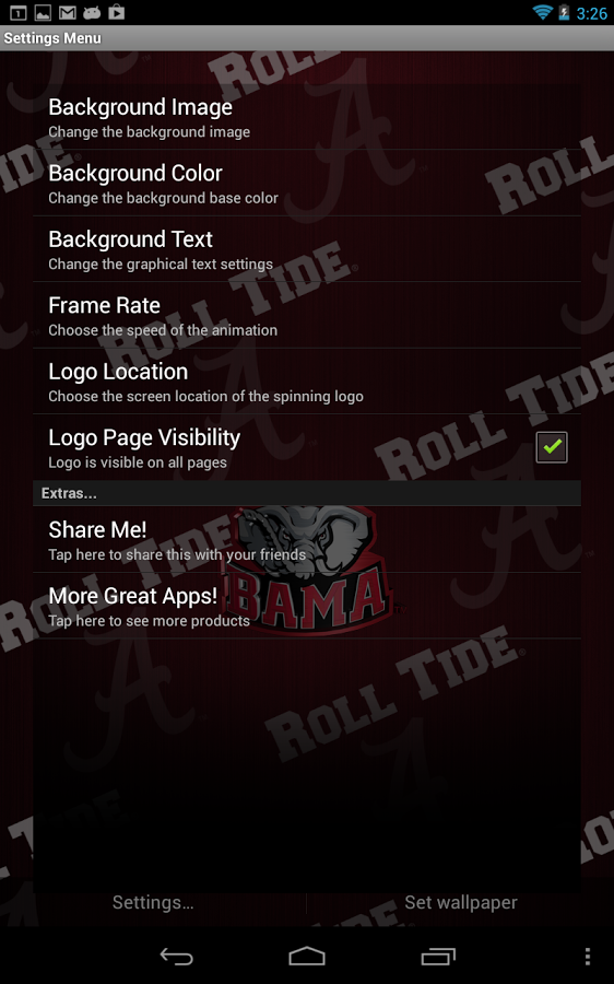 Officially Licensed Alabama Crimson Tide Live Wallpaper With Animated